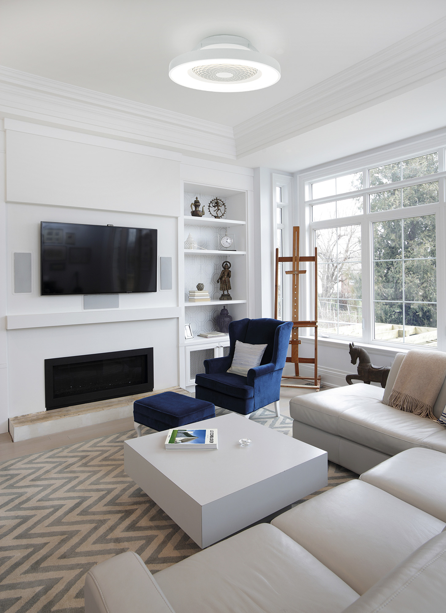 Tibet 70W LED Dimmable Ceiling Light & Fan, Remote / APP / Voice Controlled Wood Effect/Black M7127  Mantra Tibet